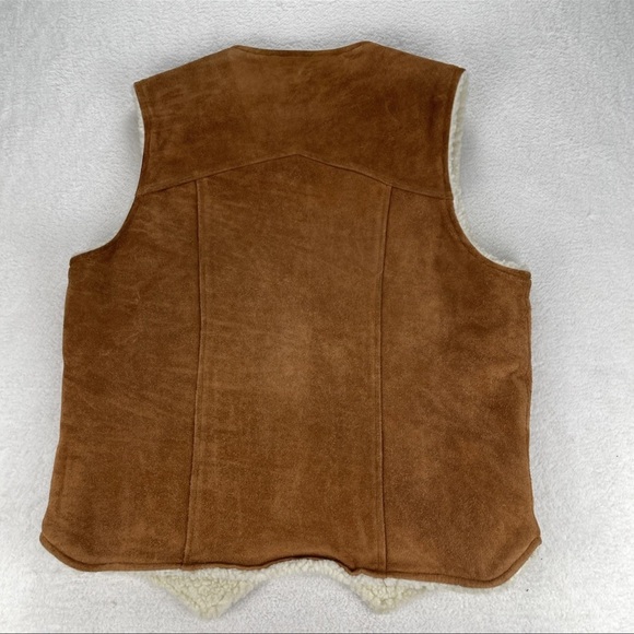 Vtg Pardners Western Suede Leather Vest Sz 44 Sherpa Lined Ranch Chore Minty EUC - Picture 2 of 10